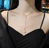 Fashionable necklace from pearl with bow, chain for key bag , accessory, Japanese and Korean, internet celebrity