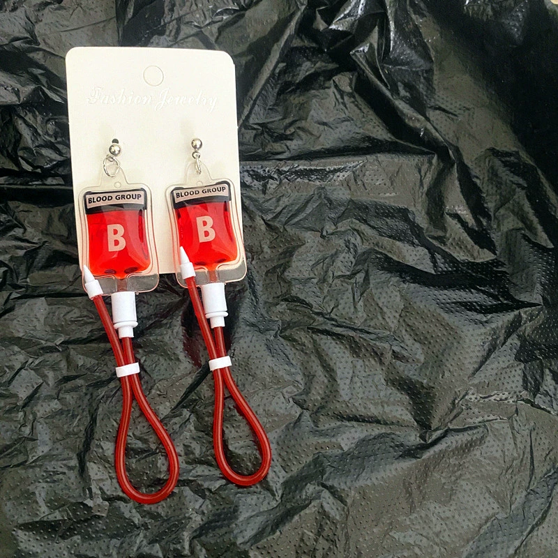 Креативные и забавные Harajuki Simulation Plasma Blood Blood Blood type серьги подкультура Y2K горячая девушка личность серьги на шее