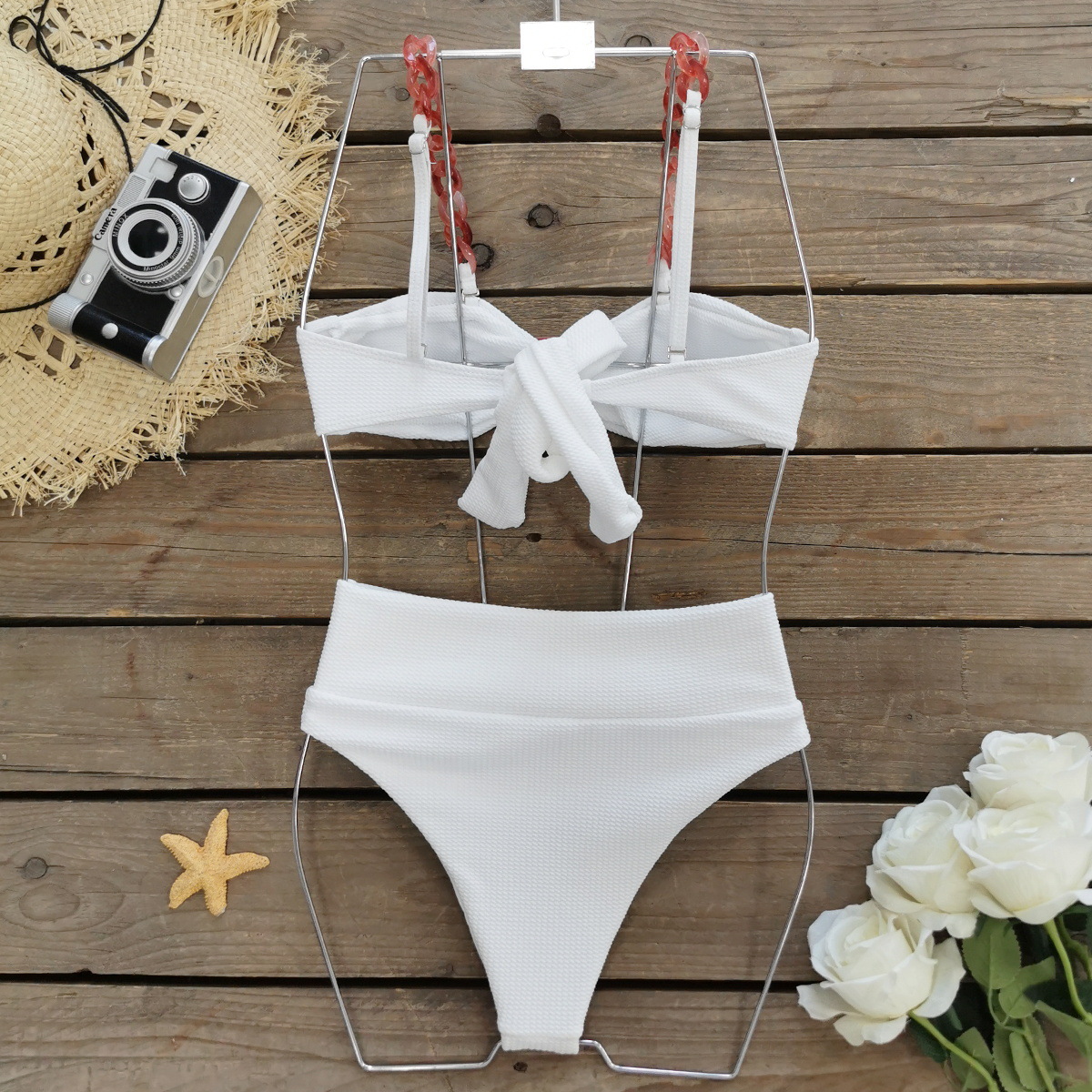 Women's Solid Color 2 Pieces Set Bikinis Swimwear display picture 5