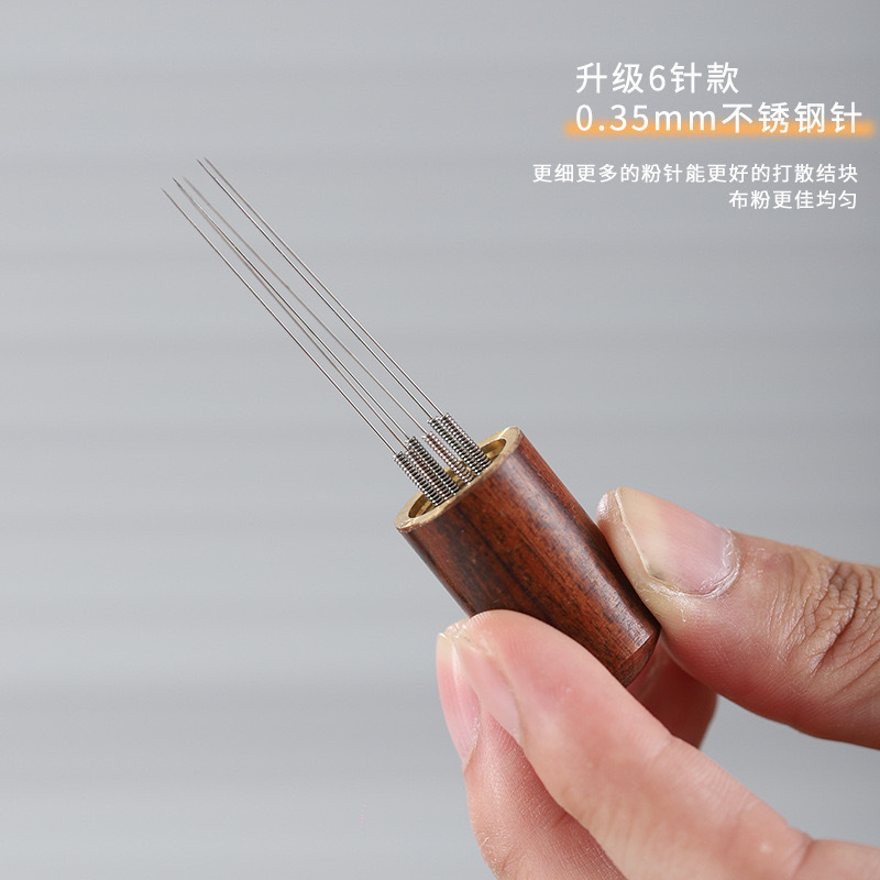 Cross-border hot-selling coffee cloth powder injection upgrade second-generation six-needle powder dispenser solid wood cloth powder belt base agglomeration dispenser