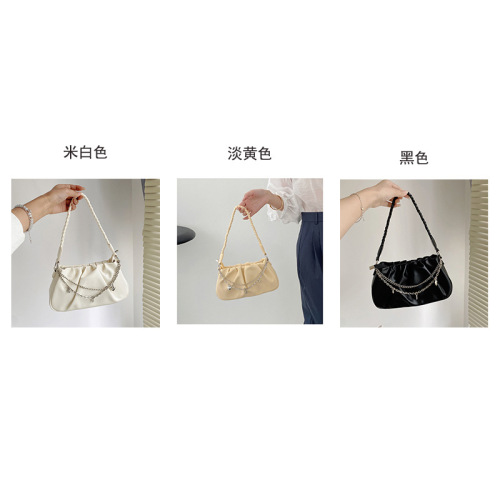 2024 autumn and winter new niche square cloud pleated bag women's commuting simple versatile handbag armpit bag