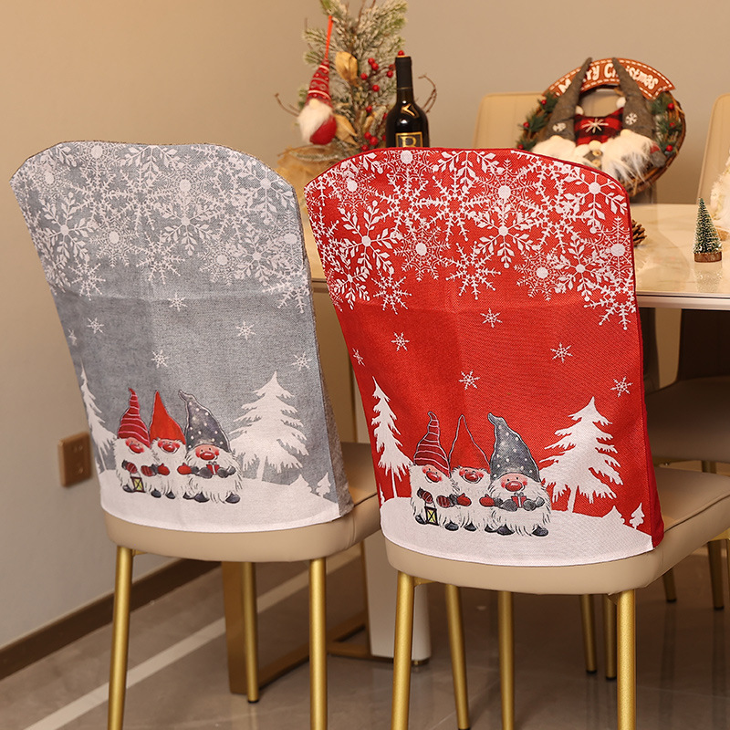 Cross border Christmas decorations cartoon forest old man snowflake chair set printed chair decoration holiday arrangement