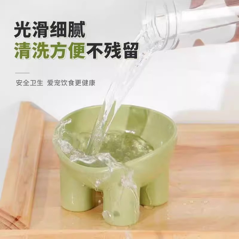 Suministros para mascotas color macaron cuello biselado anti-volcado patas de elefante de plástico patas altas tazón para gatos tazón para mascotas al por mayor