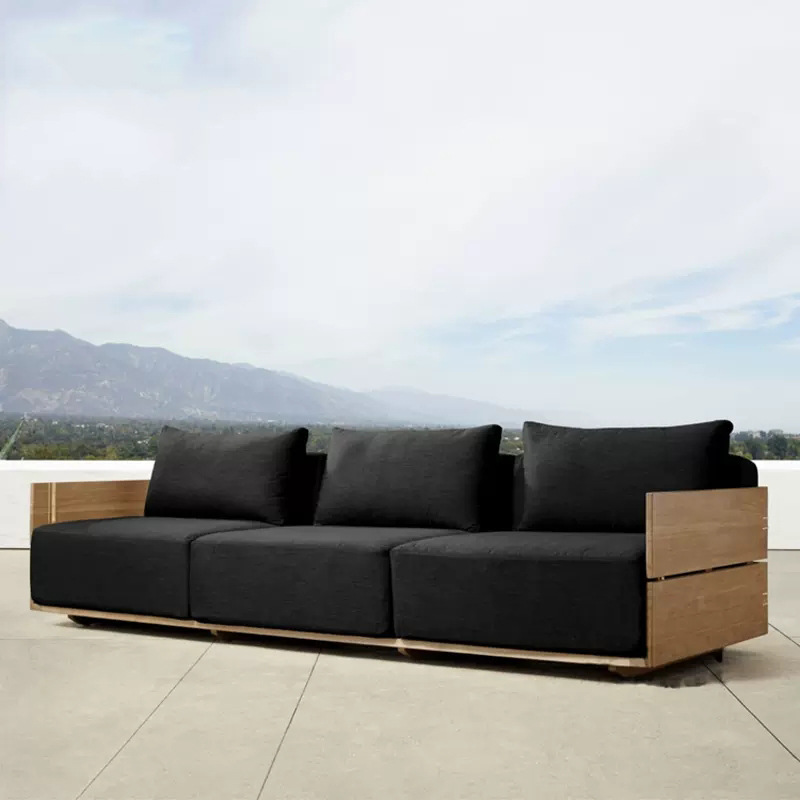 Sofá de teca al aire libre sofá de ocio hotel jardín al aire libre casa al aire libre patio muebles nórdicos de madera maciza
