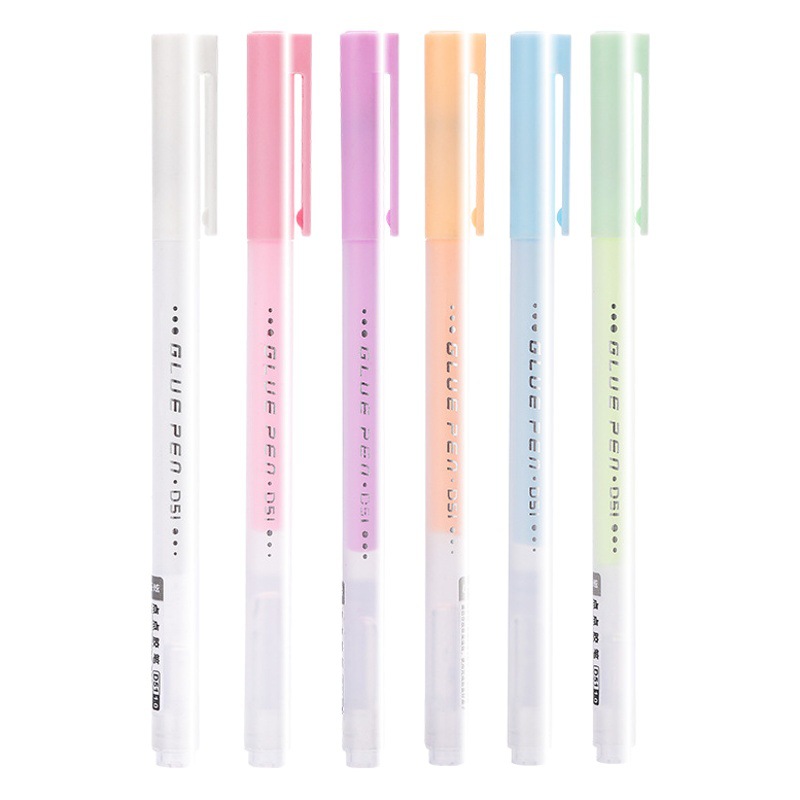 Pegamento de punto en forma de bolígrafo al por mayor en forma de bolígrafo Cinta de diario hecha a mano para niños pegamento de secado rápido estudiante creativo pluma dispensadora de color