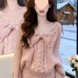 韩系一整套ootd穿搭2025新款温柔风巨好看麻花针织毛衣短裤两件套