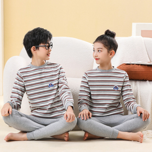Children's pure cotton autumn clothes set, including boys' and girls' warm innerwear and sleepwear, for middle and small children as base layer cotton and wool sweaters.