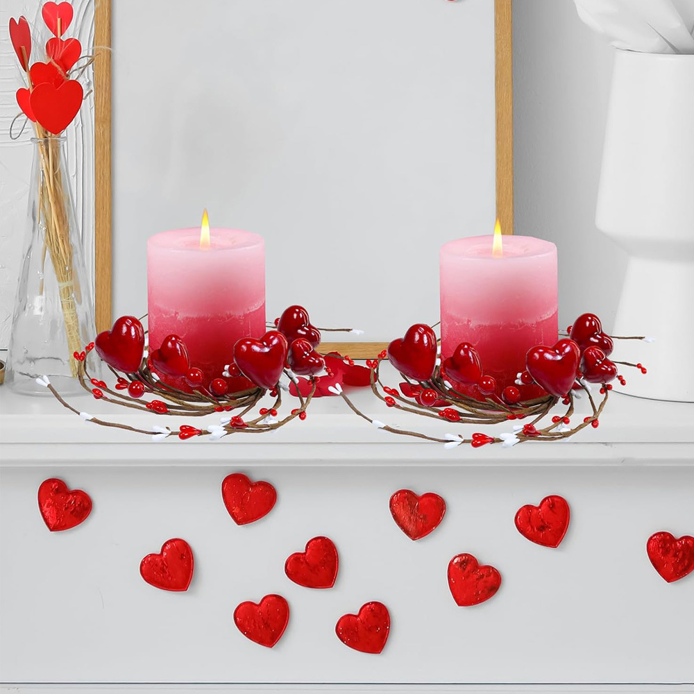 4 piezas de amor transfronterizo día de San Valentín vela berry guirlandas candelabros de corazón artificial Día de la Madre decoración de la fiesta en el hogar