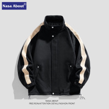 NASA联名美式复古麂皮绒外套春秋季潮牌棒球服夹克工装上衣服男