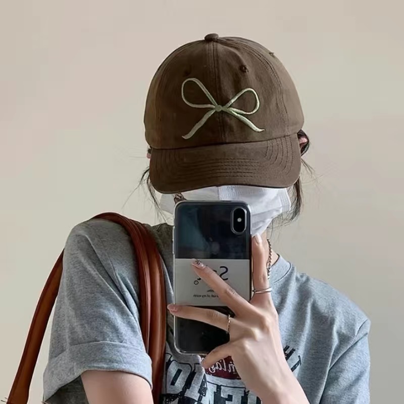 Lady Style Women's Lady Bow Knot Curved Eaves Baseball Cap
