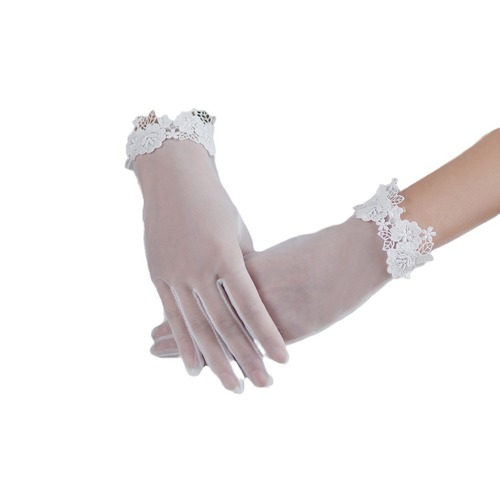 WG056 Elegant Lace Wedding Gloves Super Fairy White Short Mesh Wedding Dinner Bridal Gloves