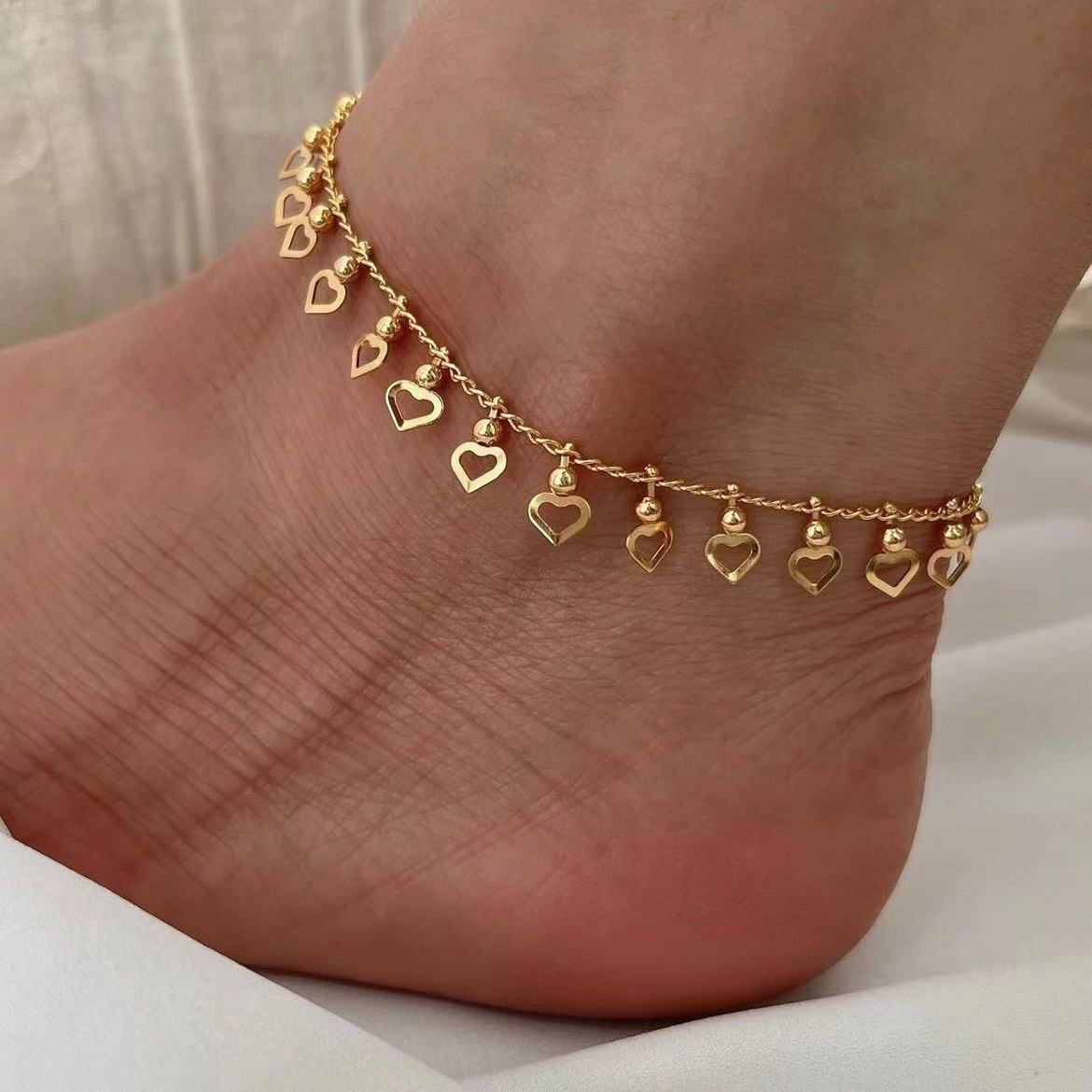 Yida Europe and America cross-border new style personalized hollow out love pendant anklet simple all-matching love anklet jewelry for women