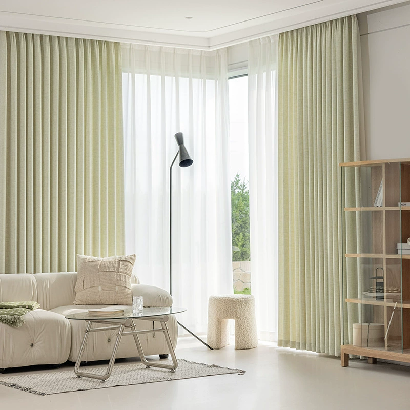 Linen gauze curtains semi-blacked shiny tea room Zen Japanese-style light-transparent cotton and linen cream balcony window shiny