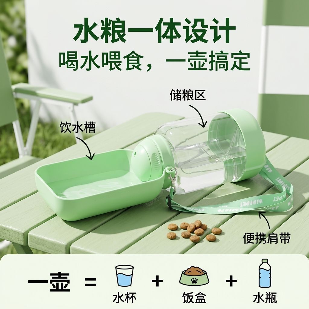 Nuevo tipo transfronterizo de mangas de mangas para salir con una taza de agua para perros al aire libre para beber agua y alimentar alimentos en una gran capacidad de hervidor de agua