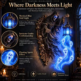 跨境新款万圣节死神壁灯 Halloween Grim Reaper Wall Sconce