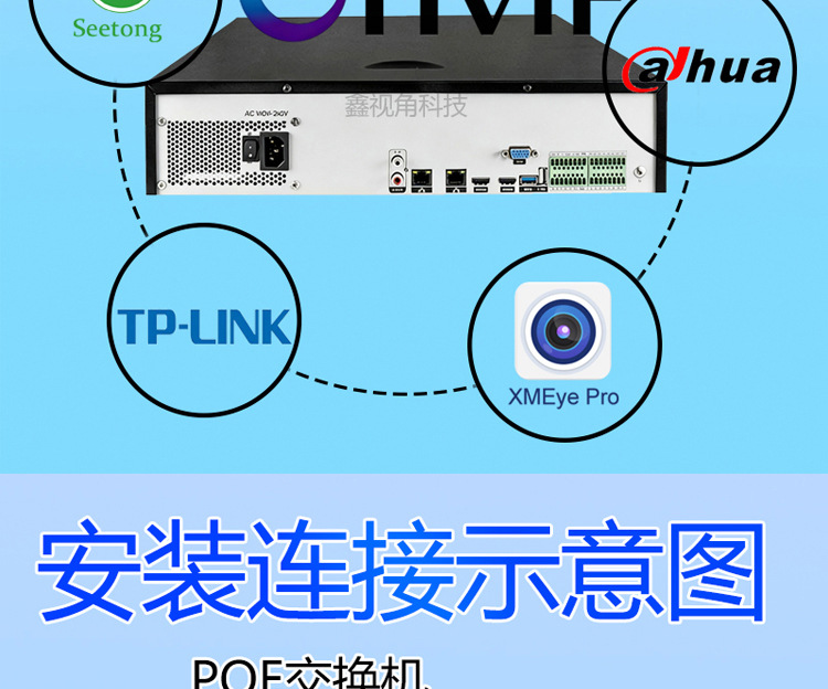 雄迈64路NVR录像机4K800万高清监控主机8盘位xmeye 64通道