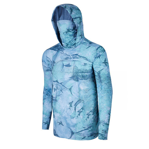PELAGIC Hooded Neck Gaiter Outdoor Fishing Sweatshirt Lightweight Sunscreen Ice Silk Feel Long Sleeve Casting Fly Fishing Men