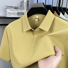跨境外贸高端男士冰丝POLO衫短袖夏季无痕有领速干t恤男衣服批发