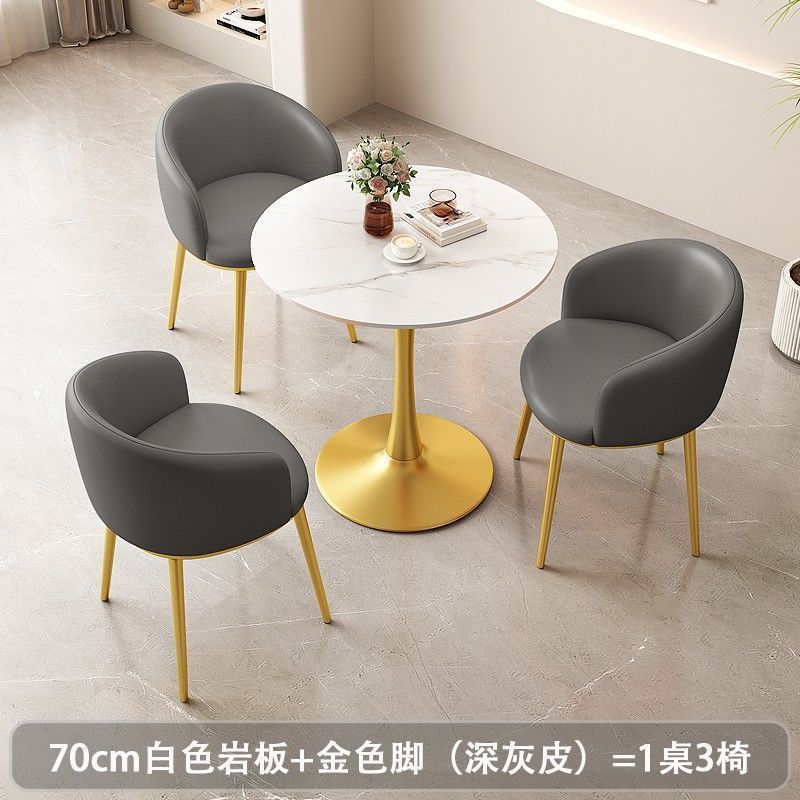 岩板小圆桌家用阳台简约轻奢酒店茶几椅子组合办公接待洽谈桌茶桌|undefined