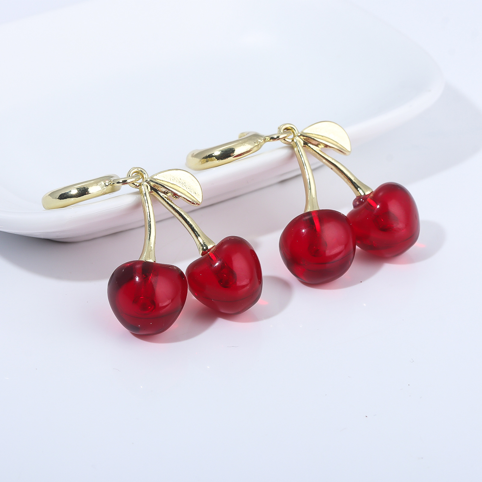 16g Weight Alloy Ear Needle Material Drop Earrings Classification 1 Pair Quantity Casual, Daily Occasion Zinc alloy Material Cherry Pattern Women's Gender Sweet Style 1 Pair Sweet Cherry Zinc Alloy Drop Earrings 7