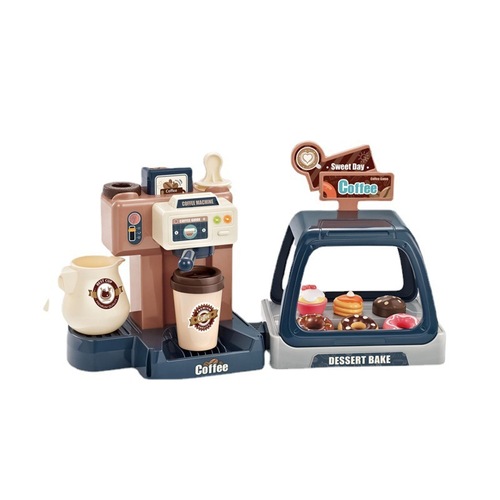 Cross-border children's play house simulation sound and light water coffee machine candy ice cream supermarket shopping table toy set