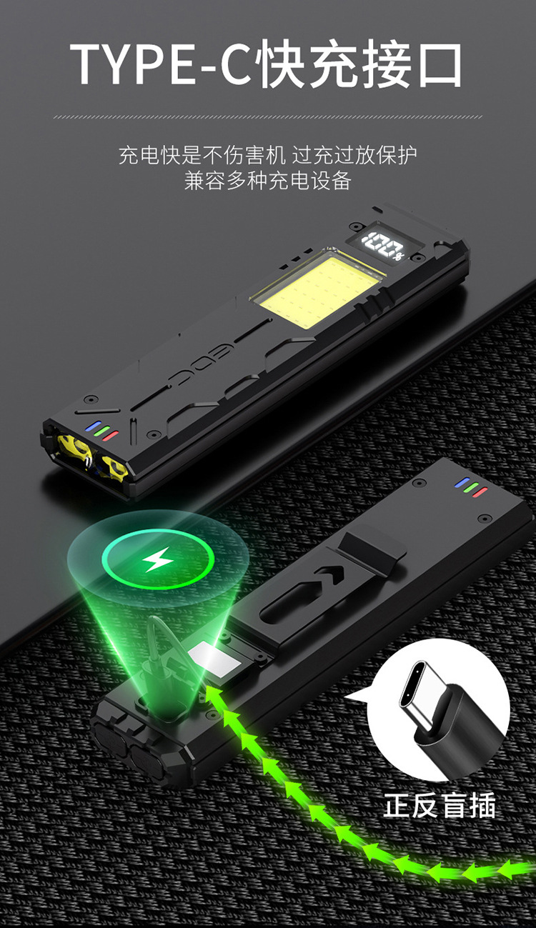 Multifunctional Mini Work Flashlight, Pocket Flashlight, Tactical Flashlight, Magnetic Clip, Portable Flashlight