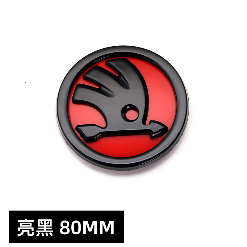 90MM 80MM Adecuado para Skoda Octavia Jingrui Etiqueta delantera y trasera Etiqueta de red media negra Etiqueta de cola ABS