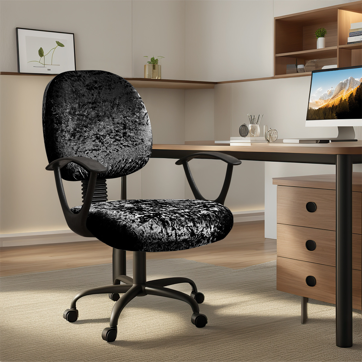 Transfronterizos color sólido elástico diamante seda cubierta de silla de escritorio cubierta de respaldo universal cubierta de asiento cubierta de taburete TEMU