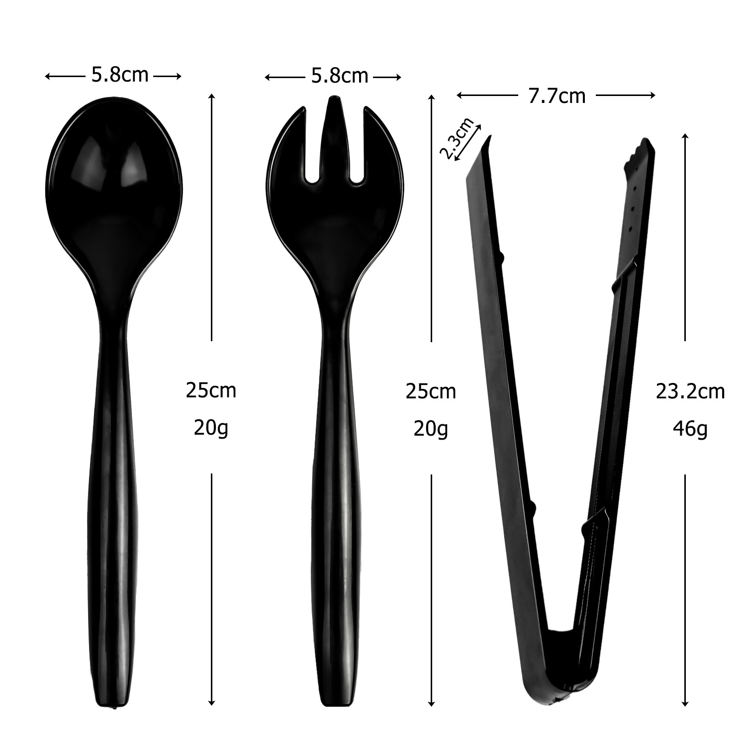 Extra large black fork and spoon clip set