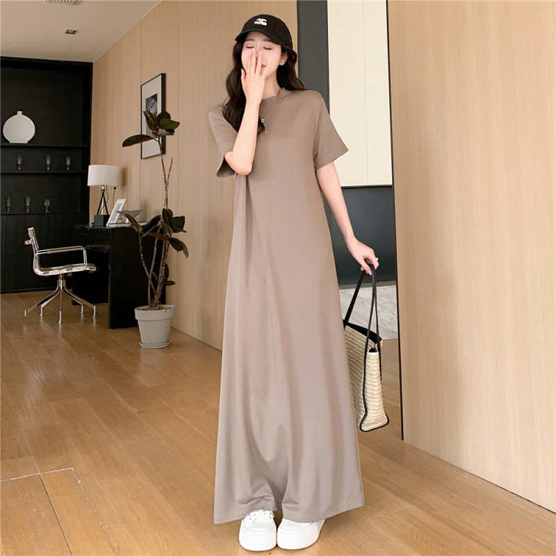 Real Shot Summer New/plus size Long Round Neck Comfortable Slim Large Swing Skirt Base Skirt Short Sleeve dress Women Real Shot Summer New/plus size Long Round Neck Comfortable Slim Large Swing Skirt Base Skirt Short Sleeve dress Women