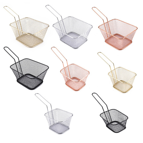 American creative snack basket food basket large and small electroplated square frying basket Western restaurant fried chicken nuggets and French fries basket