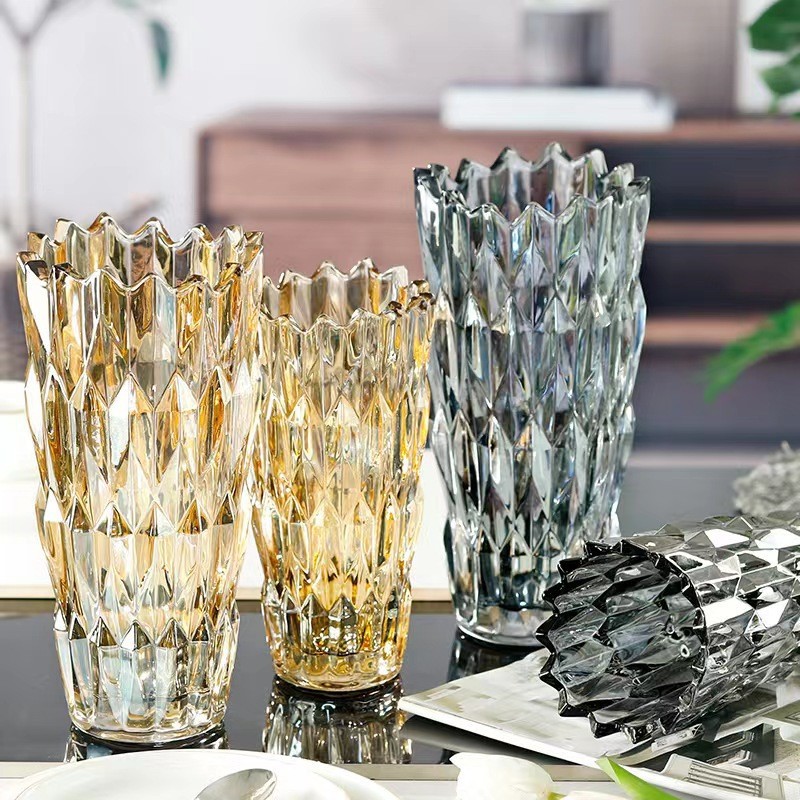 Espesado cristal decoración florero boca llena de perfume cultivo flores salón comedor ins adornos
