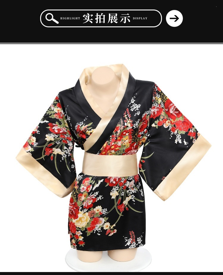 Women’s Japanese-Style Kimono Lingerie Set with Low Neckline, Fitted Waist and Wide Sleeves — detail image 14