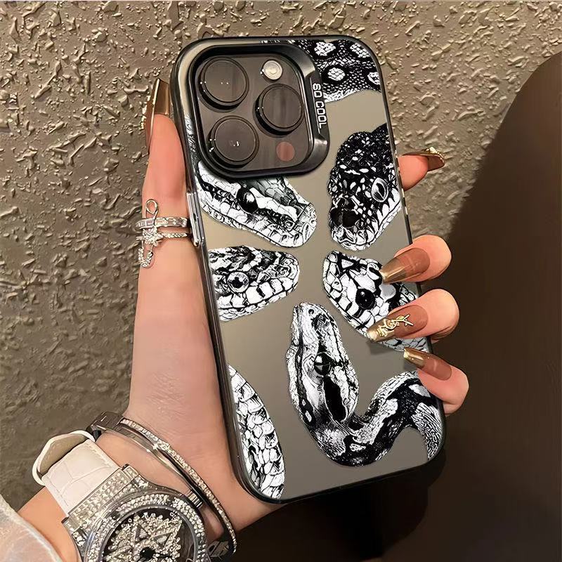 Personalidad serpiente de cinco cabezas para Apple 16plus funda para teléfono móvil 15promax nuevo 14 tendencia 13pro creativo 12X