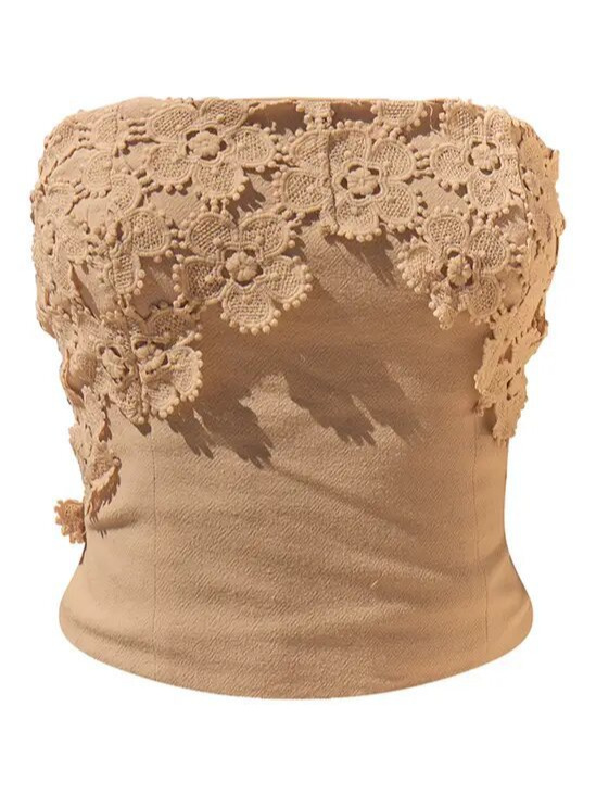 Newest Sexy Slim Fit Strapless Tank Top Women's Sleeveless Off The Shoulder Design With Fashionable Lace Trim_ecoleips.com