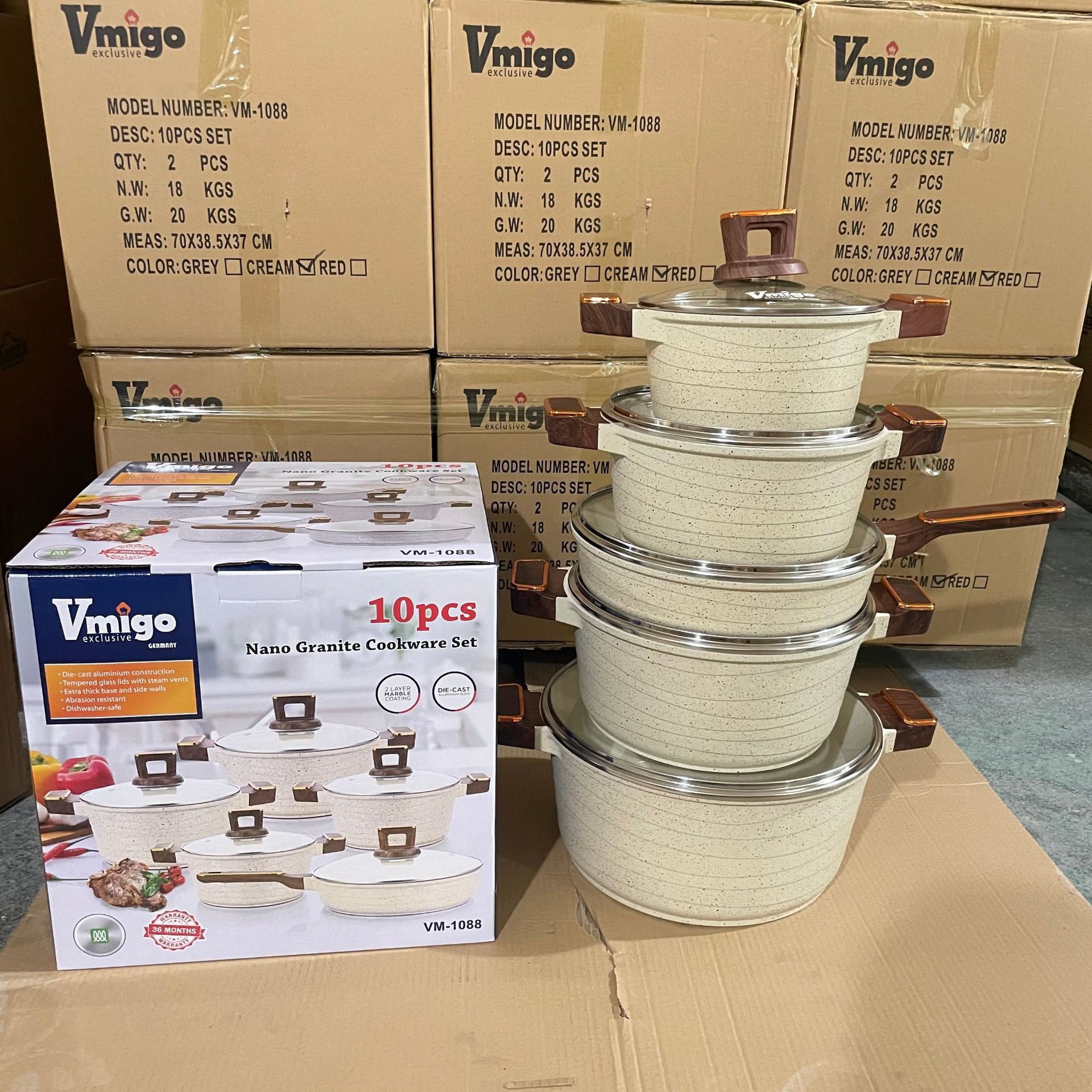 Vmigo marca 10 piezas conjunto de bandejas antiadherentes arroz de arroz de piedra de cocina de cocina de aluminio para el hogar conjunto de platos