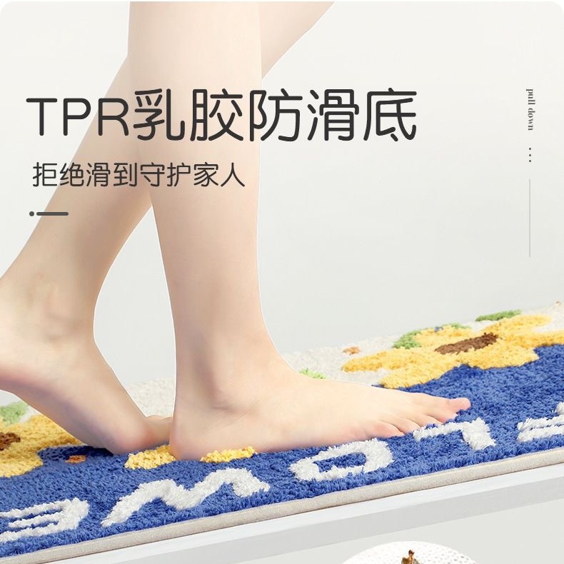 浴室用保温フリース滑り止めマット 厚手漫画柄バスマット足元マット 即納吸水フリースカーペット