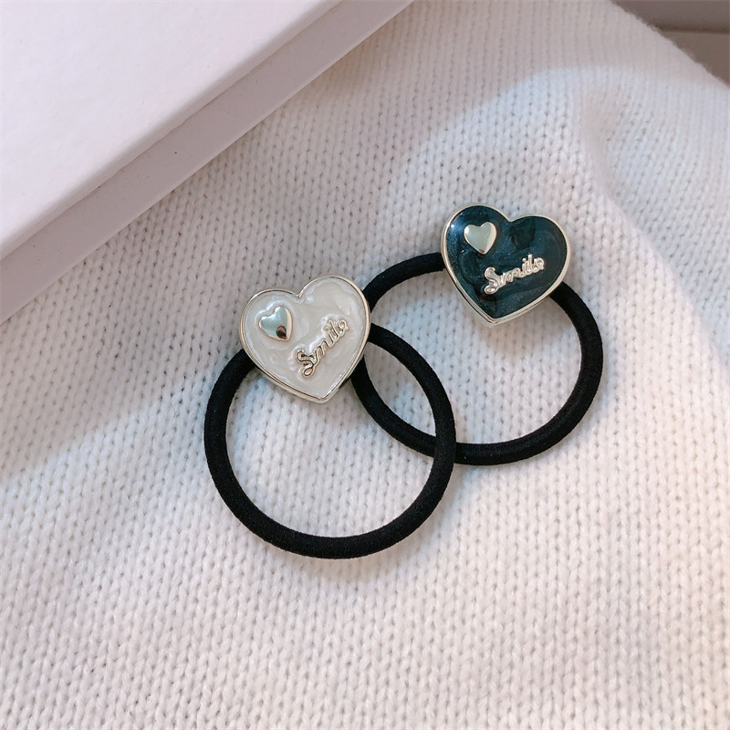 Coreano simple amor letras anillo de pelo de banda de goma de alta elasticidad bola cabeza cabello de cola de cabello cuerda de cabello duradera adornos de cabello