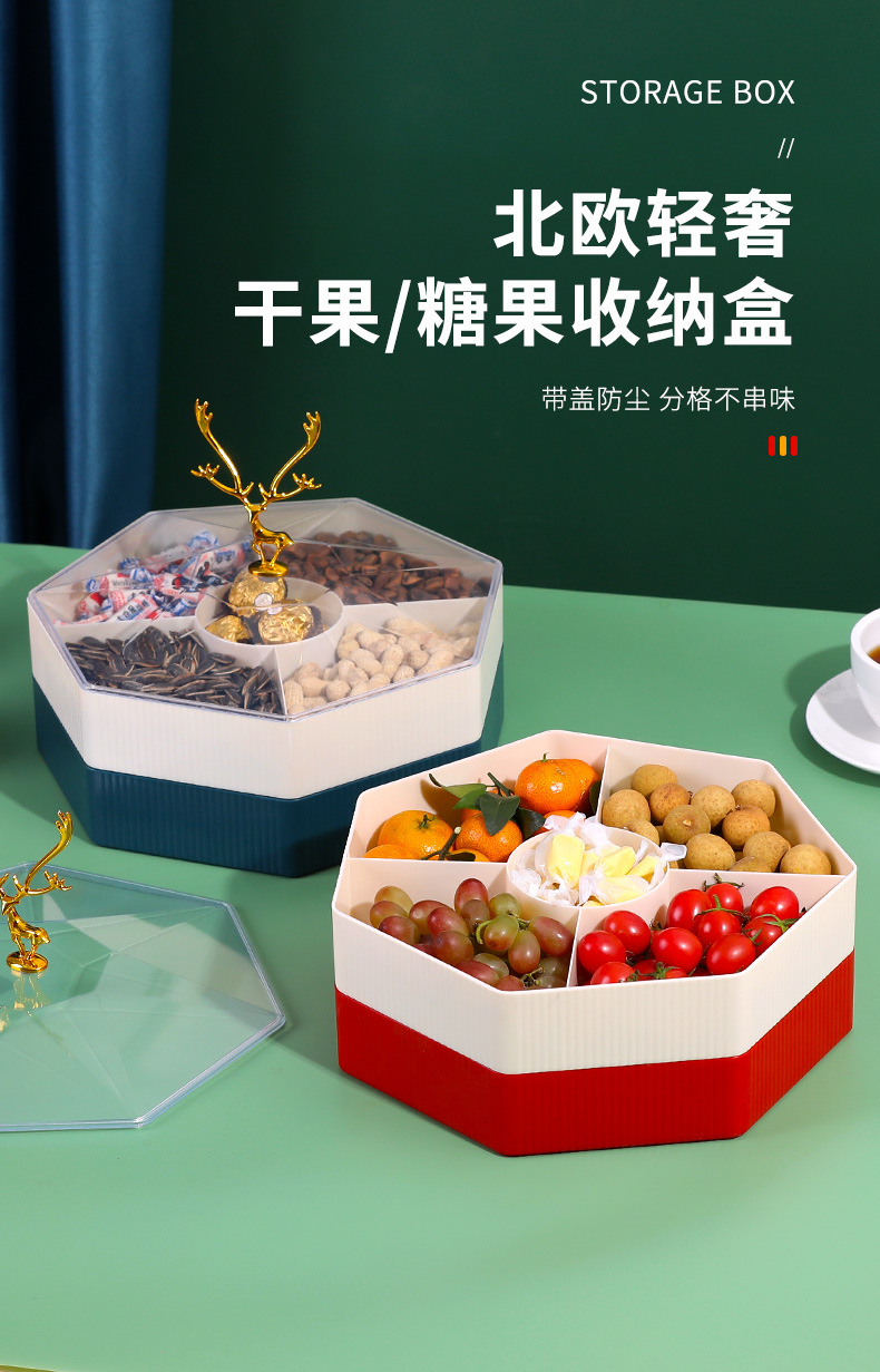 轻奢果盘创意2022新款家用客厅茶几糖果盒零食盒密封干果盘收纳盒详情1