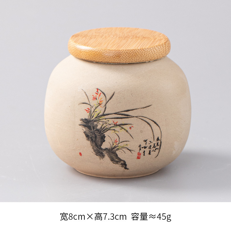 원래 도자기 대나무 뚜껑 항아리/난초