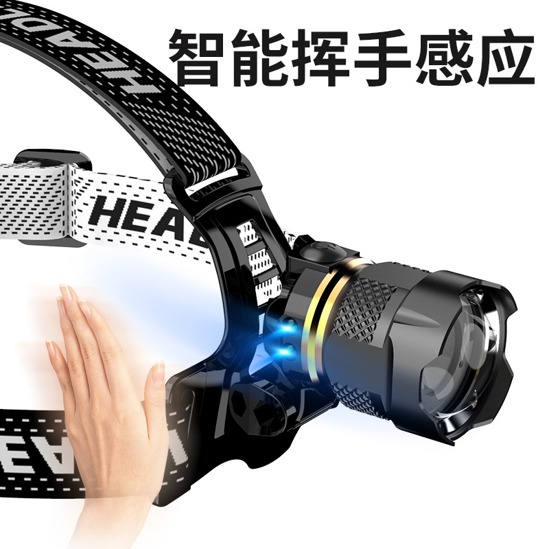 De una sola pieza de entrega Nuevo faro láser de detección remota faro Tipo-C de carga rápida zoom telescópico faro al aire libre