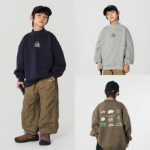 山系男童卫衣2025冬季新款儿童圆领印花上衣帅气男宝宝加绒长袖潮