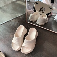 葡萄媽studiolee 澀谷辣妹～圓頭寬面厚底增高神器顯腿長外穿拖鞋