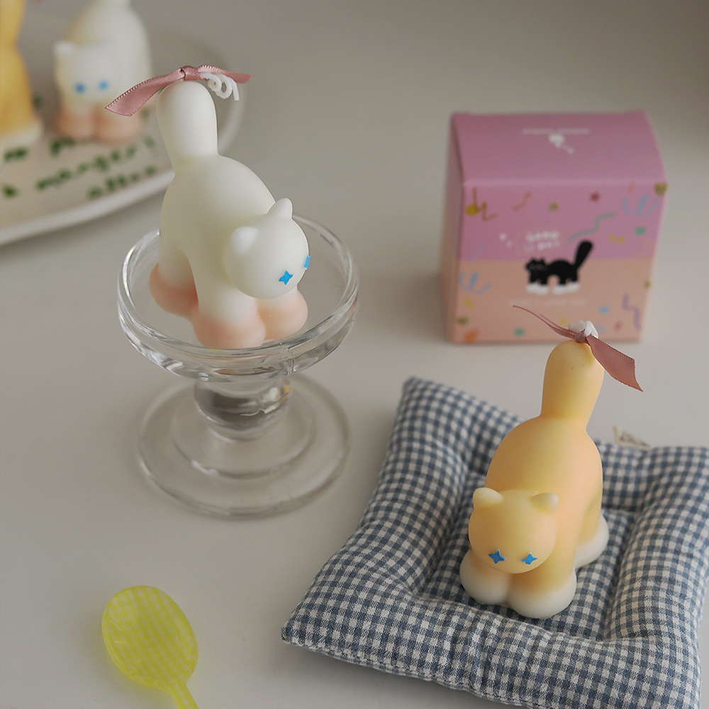 Velas con forma de gato, lindos adornos hechos a mano, regalos de vacaciones, regalos de mano, velas de aromaterapia creativas, personalización