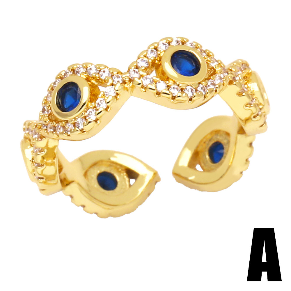 Moda Ojo De Diablo Zircon Anillo Abierto De Cobre Femenino display picture 4