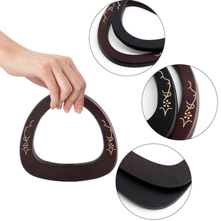 Cross-border direct supply semicircle laser small pattern solid wood patchwork wooden hanger bag handle wooden handle bag portable