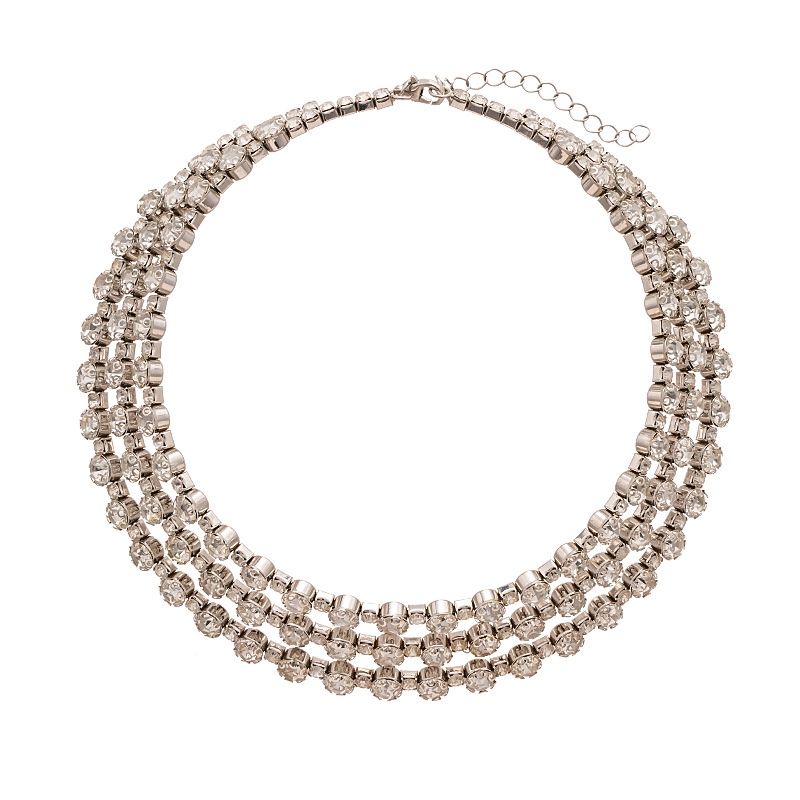 Europa y los Estados Unidos exageran la frontera con collar de geometría redondo de diamantes multicapa personalidad popular en línea nicho temperamento de alta sensación artículos de decoración para mujeres