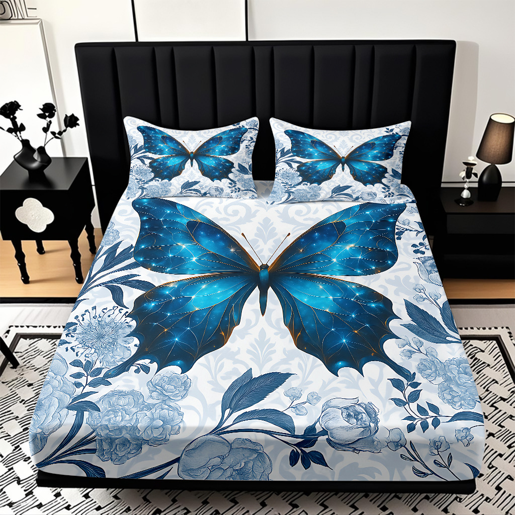 TEMU / JIT cama abrasiva Kits de almohada mariposa de color impresión digital 3D fuente de ropa de cama fabricantes