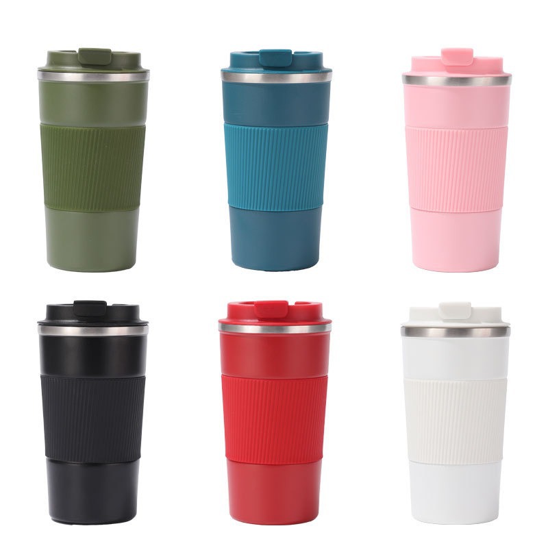 Moda de automóvil de tres generaciones taza de café 304 taza de acero inoxidable portátil antideslizante cubierta de silicona taza de mano