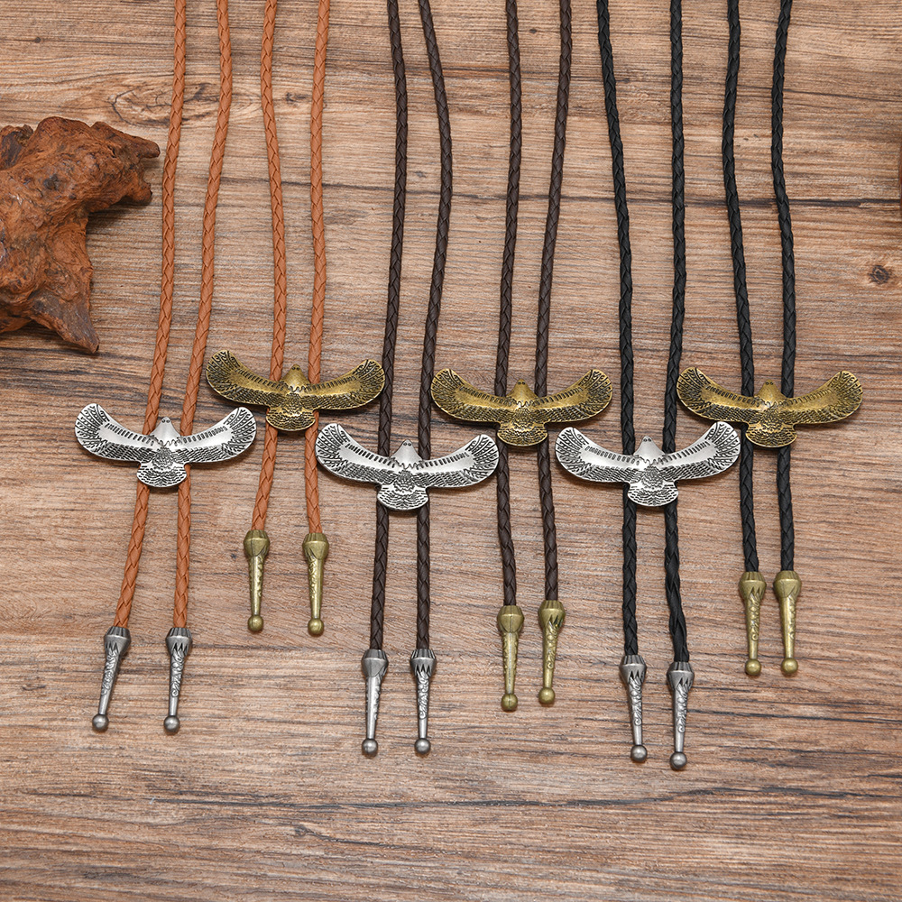 复古鹰形金属吊坠编织绳领结男女百搭西部风项链饰品